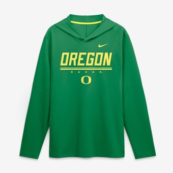 Men's Nike Green Oregon Ducks 2026 Sideline Lightweight Long Sleeve Hooded Dri-FIT Top