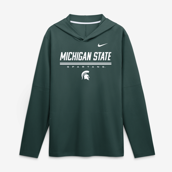 Men's Nike Green Michigan State Spartans 2026 Sideline Lightweight Long Sleeve Hooded Dri-FIT Top