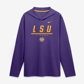 Men's Nike Purple LSU Tigers 2026 Sideline Lightweight Long Sleeve Hooded Dri-FIT Top