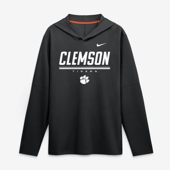 Men's Nike Black Clemson Tigers 2026 Sideline Lightweight Long Sleeve Hooded Dri-FIT Top