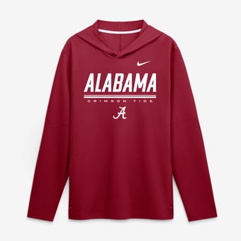 Men's Nike Crimson Alabama Crimson Tide 2026 Sideline Lightweight Long Sleeve Hooded Dri-FIT Top