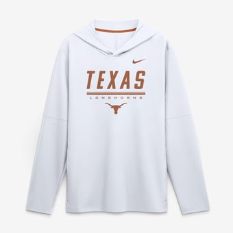 Men's Nike White Texas Longhorns 2026 Sideline Lightweight Long Sleeve Hooded Dri-FIT Top