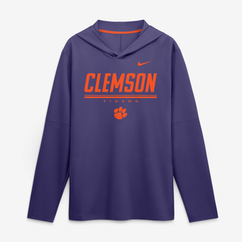 Men's Nike Purple Clemson Tigers 2026 Sideline Lightweight Long Sleeve Hooded Dri-FIT Top