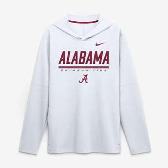 Men's Nike White Alabama Crimson Tide 2026 Sideline Lightweight Long Sleeve Hooded Dri-FIT Top