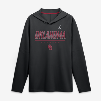 Men's Jordan Brand Black Oklahoma Sooners 2026 Sideline Lightweight Long Sleeve Hooded Dri-FIT Top