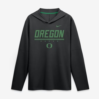 Men's Nike Black Oregon Ducks 2026 Sideline Lightweight Long Sleeve Hooded Dri-FIT Top
