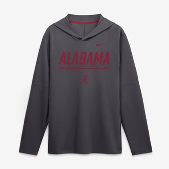 Men's Nike Anthracite Alabama Crimson Tide 2026 Sideline Lightweight Long Sleeve Hooded Dri-FIT Top