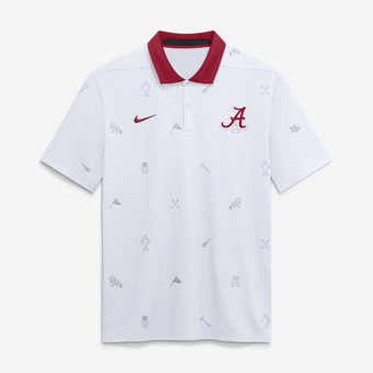 Men's Nike White Alabama Crimson Tide Vapor Pattern Dri-FIT Polo