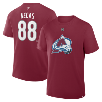 Men's Fanatics Martin Necas Burgundy Colorado Avalanche Authentic Stack Name & Number T-Shirt