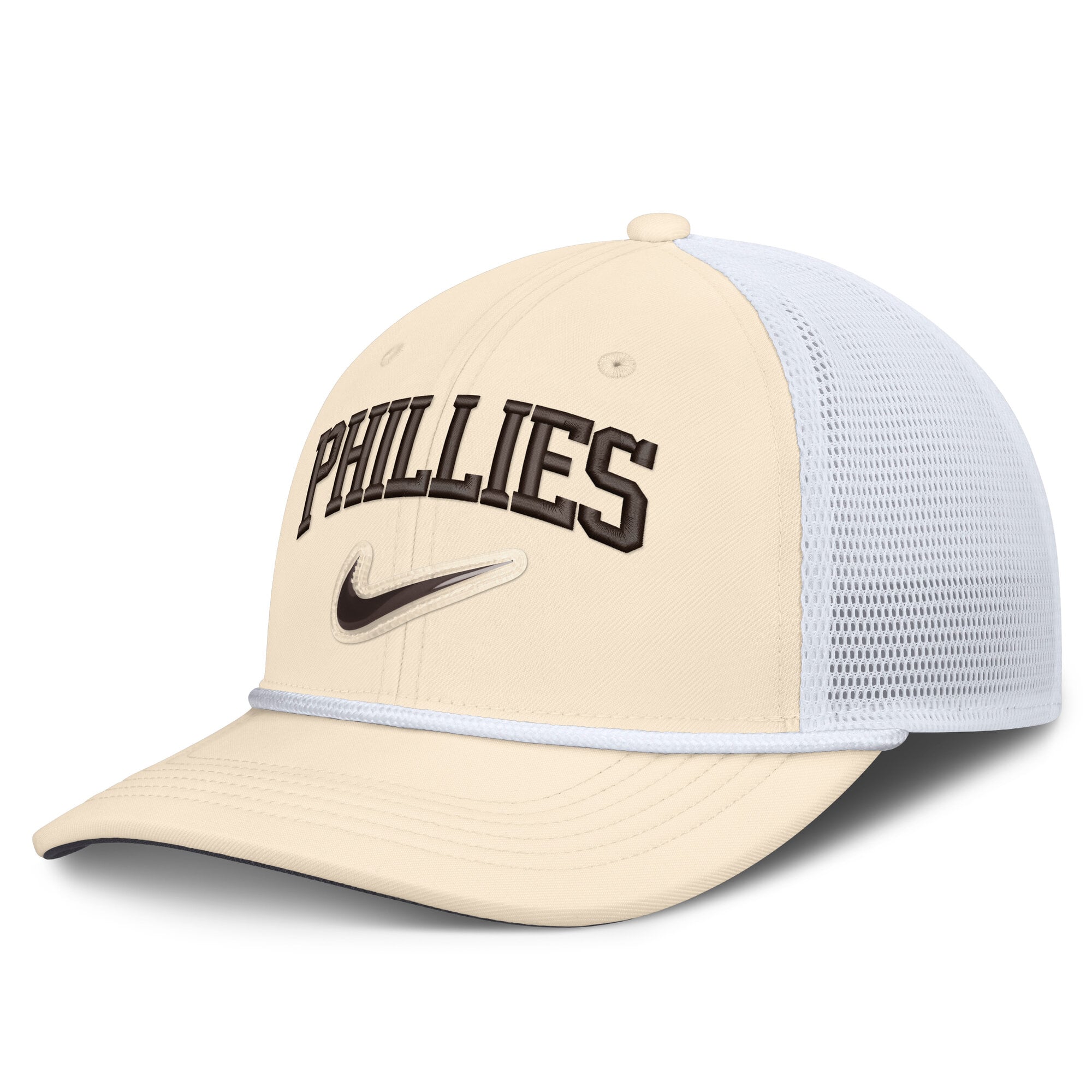 Men's Nike Natural/White Philadelphia Phillies Rise Dri-FIT Trucker Adjustable Hat​