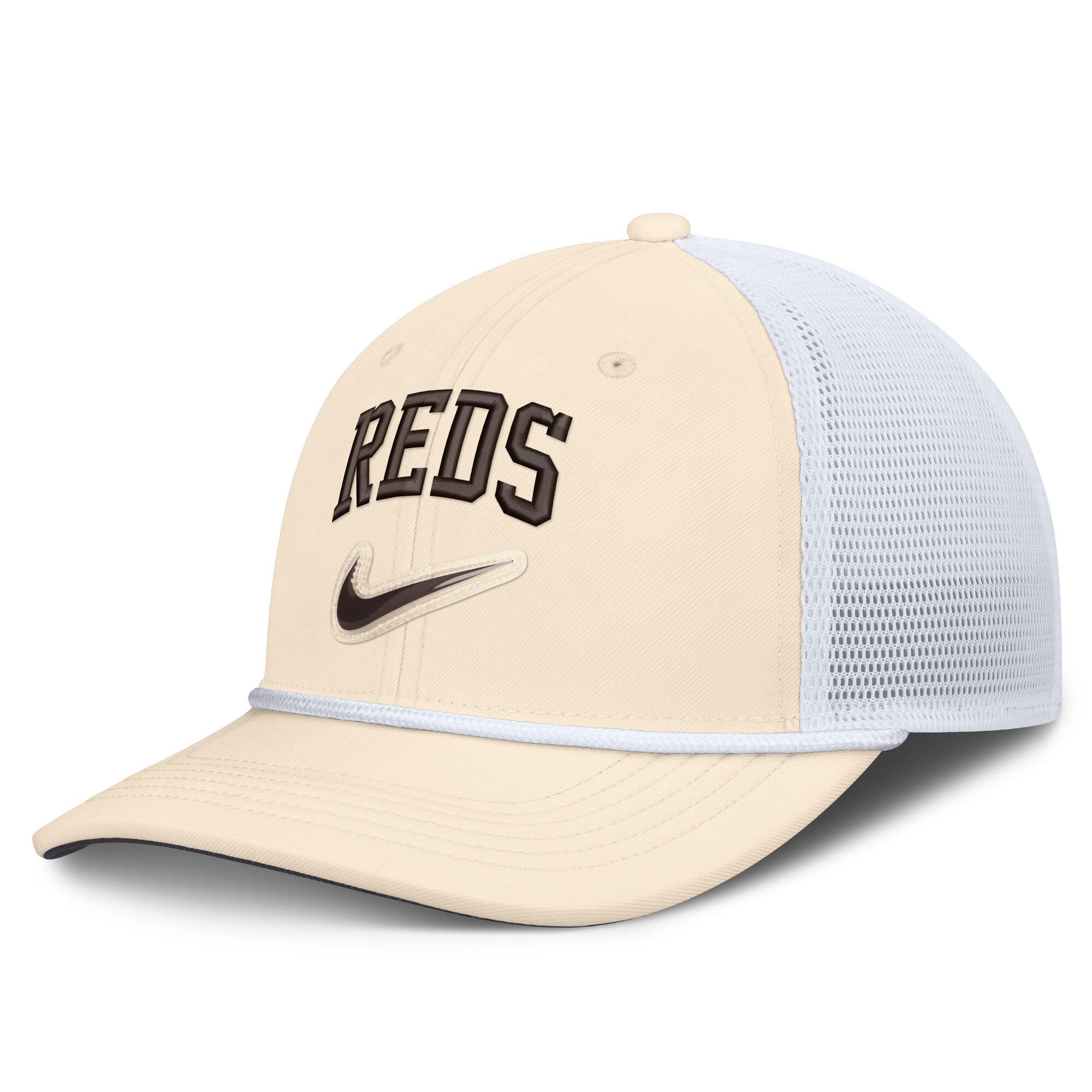 Men's Nike Natural/White Cincinnati Reds Rise Dri-FIT Trucker Adjustable Hat​