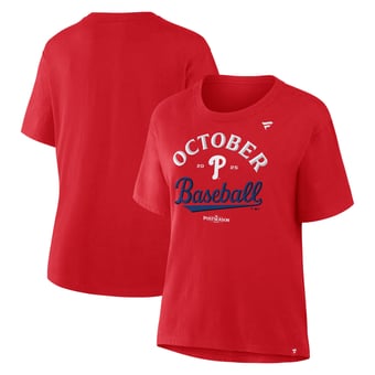 Women's  Fanatics Red Philadelphia Phillies 2025 MLB Postseason Locker Room T-Shirt
