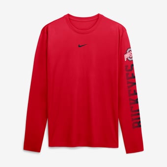 Men's Nike  Scarlet Ohio State Buckeyes Primetime Logo Sleeve Legend Dri-FIT Long Sleeve T-Shirt