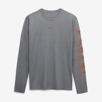 Men's Nike  Gray Texas Longhorns Primetime Logo Sleeve Legend Dri-FIT Long Sleeve T-Shirt