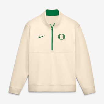Men's Nike Cream Oregon Ducks Primetime Club Fleece Half-Zip Pullover