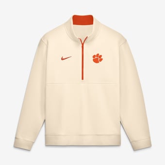 Men's Nike Cream Clemson Tigers Primetime Club Fleece Half-Zip Pullover