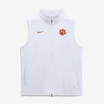 Men's Nike White Clemson Tigers Primetime Victory Therma-FIT Full-Zip Vest