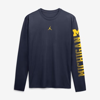 Men's Jordan Brand  Navy Michigan Wolverines Primetime Logo Sleeve Legend Dri-FIT Long Sleeve T-Shirt