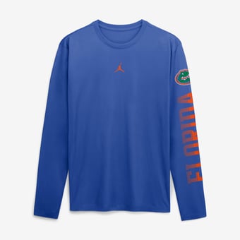 Men's Jordan Brand  Royal Florida Gators Primetime Logo Sleeve Legend Dri-FIT Long Sleeve T-Shirt