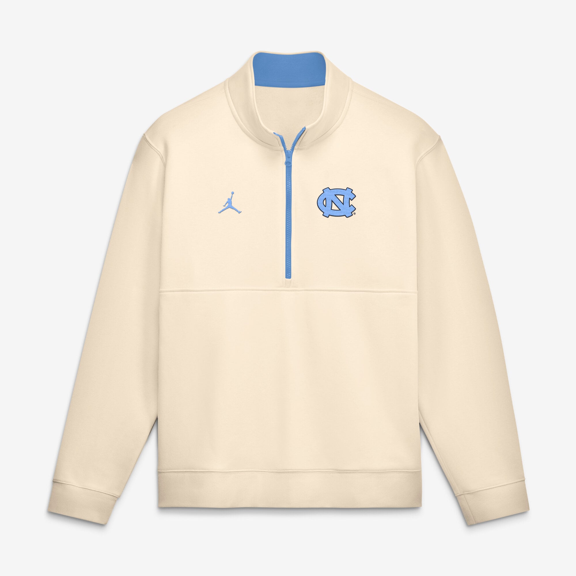 Men's Jordan Brand Cream North Carolina Tar Heels Primetime Club Fleece Half-Zip Pullover