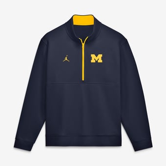 Men's Jordan Brand Navy Michigan Wolverines Primetime Club Fleece Half-Zip Pullover
