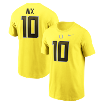 Men's Nike Bo Nix Yellow Oregon Ducks Name & Number T-Shirt