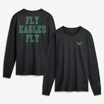 Men's Nike  Black Philadelphia Eagles Double Rewind Long Sleeve T-Shirt