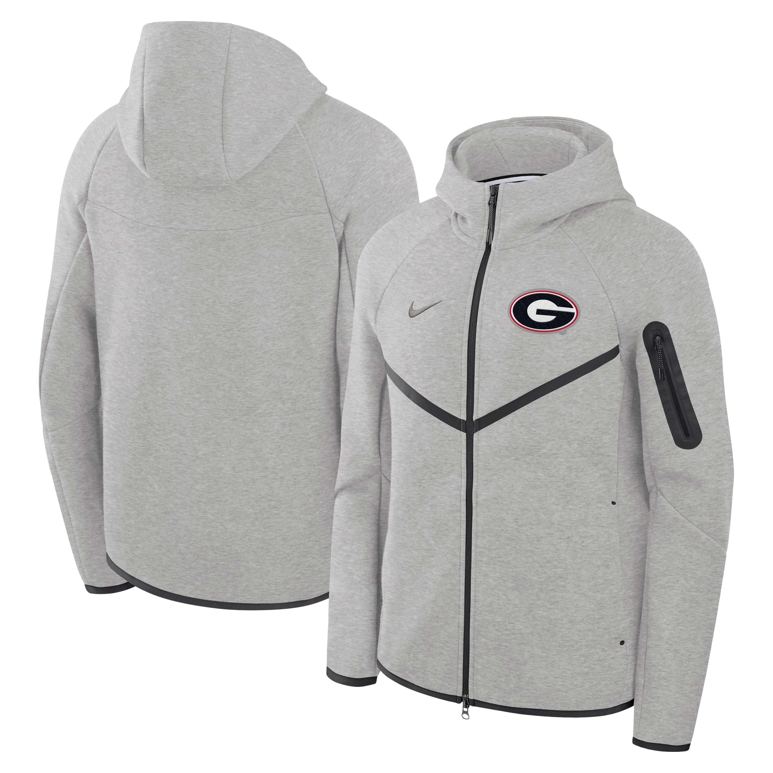 Men's Nike Heather Gray Georgia Bulldogs Tech Fleece Full-Zip Windrunner Hoodie