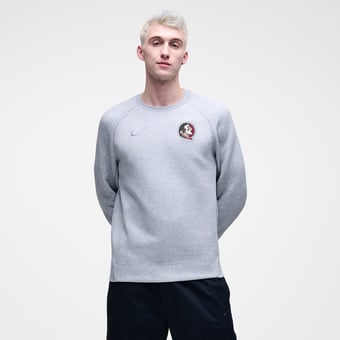 Men's Nike Heather Gray Florida State Seminoles Tech Fleece Raglan Sweatshirt