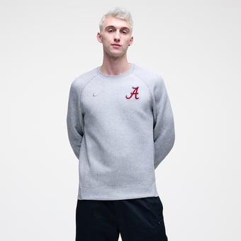 Men's Nike Heather Gray Alabama Crimson Tide Tech Fleece Raglan Sweatshirt