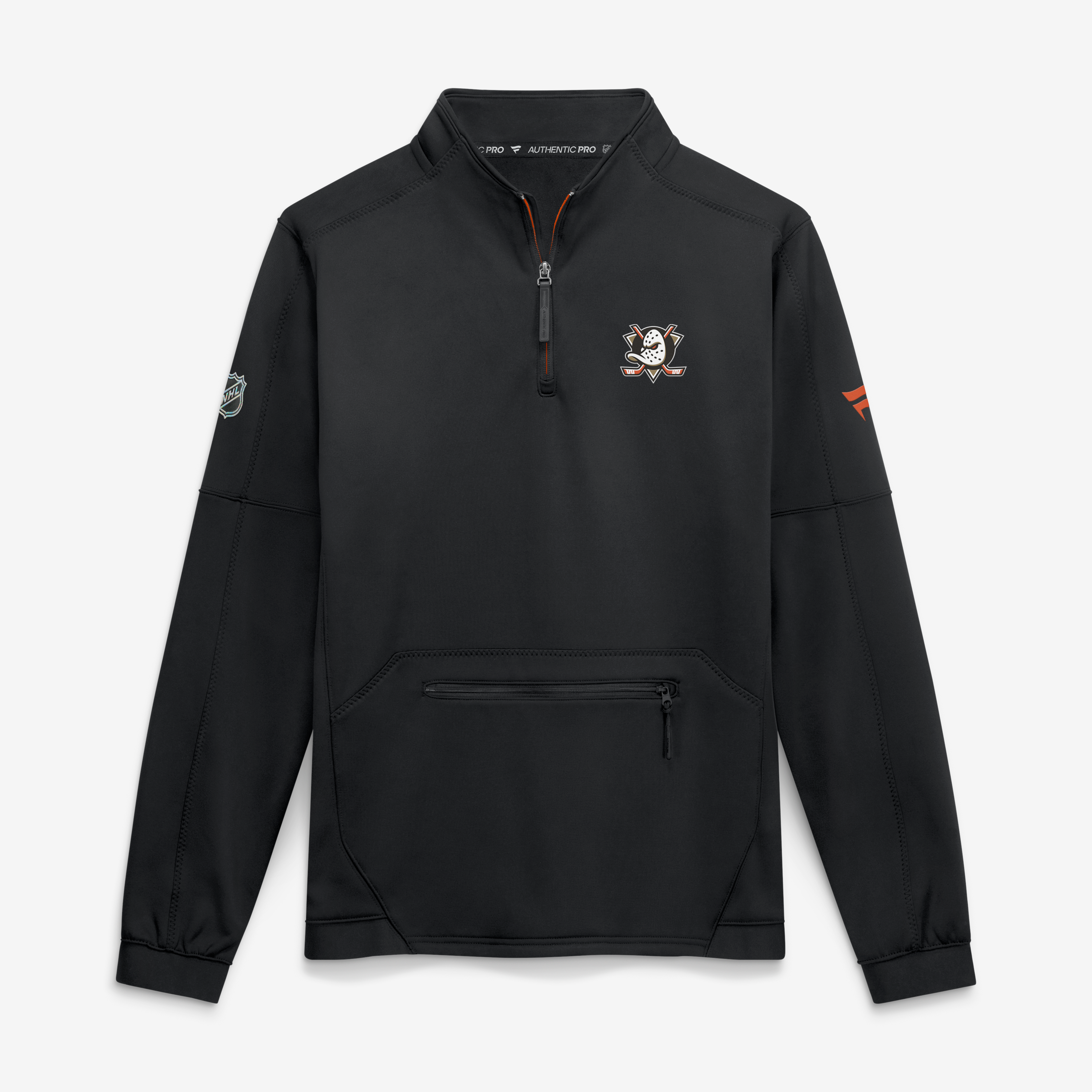 Men's Fanatics Black Anaheim Ducks Authentic Pro Rink Fleece Quarter-Zip Pullover
