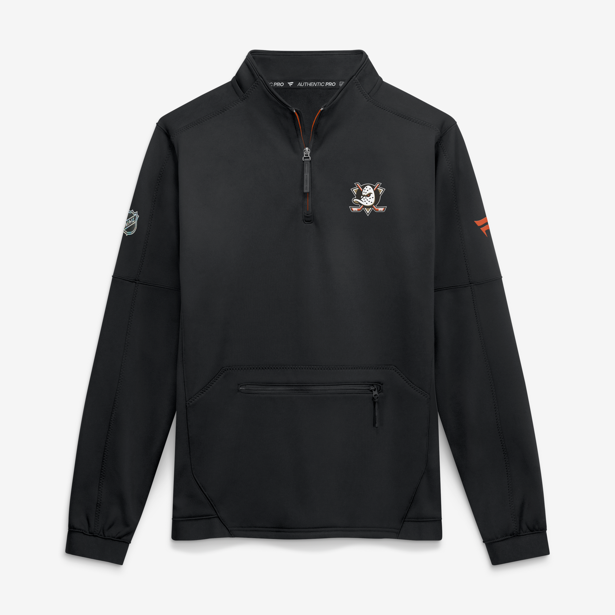 Men's Fanatics Black Anaheim Ducks Authentic Pro Rink Fleece Quarter-Zip Pullover