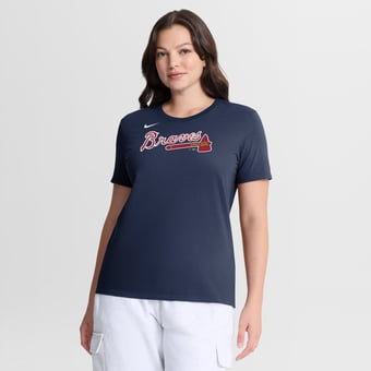 Women's Nike Navy Atlanta Braves Wordmark T-Shirt
