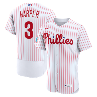 Men's Nike Bryce Harper White Philadelphia Phillies Home Authentic Sponsor Patch Jersey
