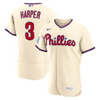 Men's Nike Bryce Harper Cream Philadelphia Phillies Alternate Authentic Sponsor Patch Jersey