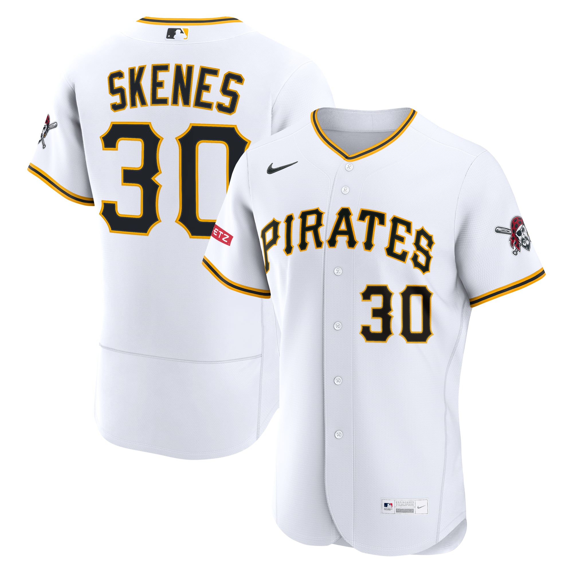 Men's Nike Paul Skenes White Pittsburgh Pirates Home Authentic Sponsor Patch Jersey