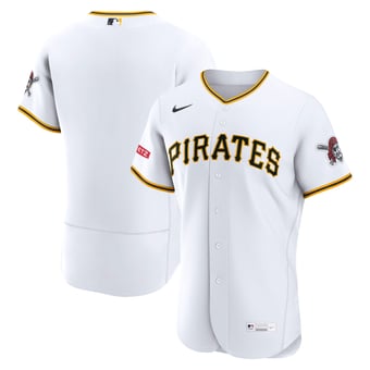 Men's Nike White Pittsburgh Pirates Home Sponsor Patch Authentic Jersey