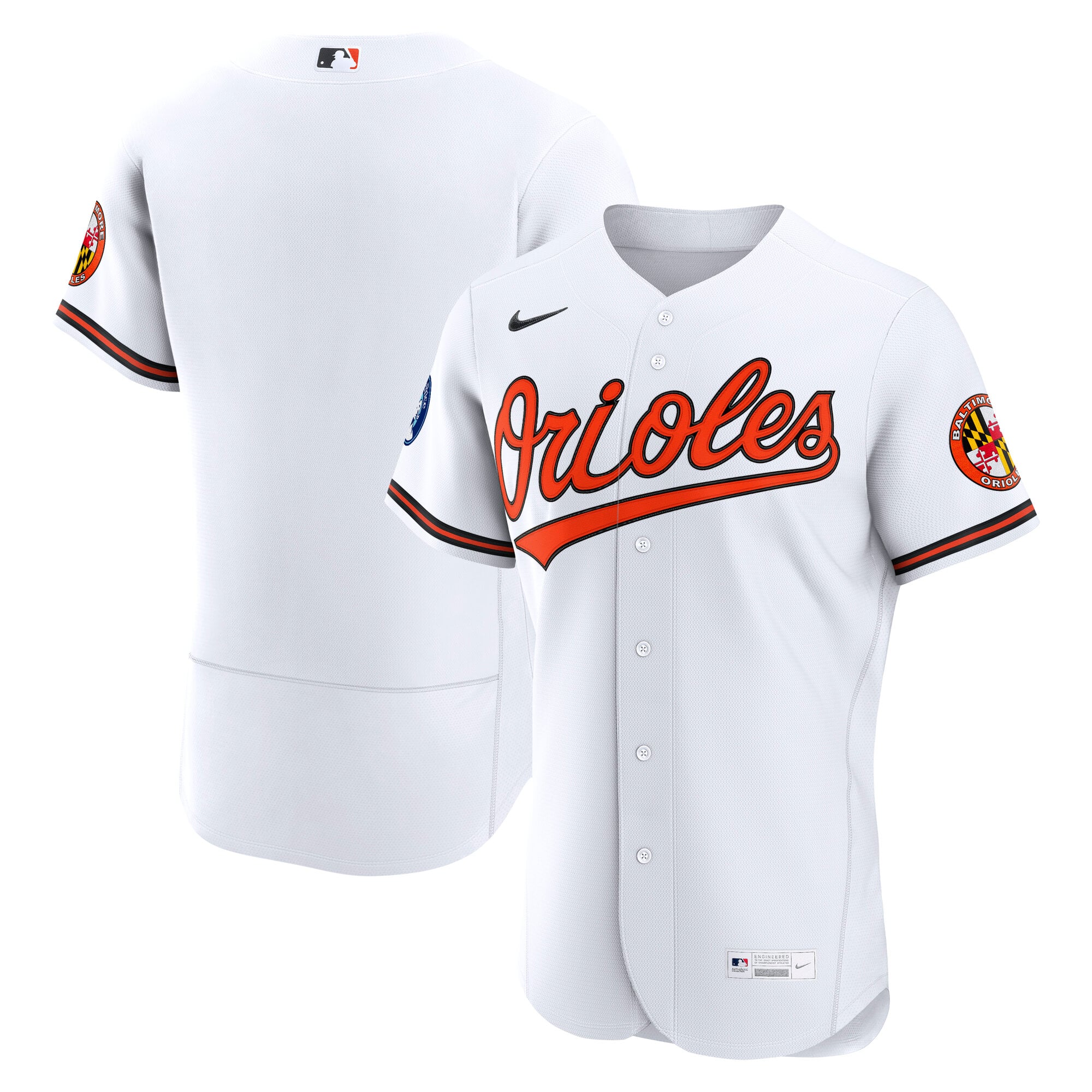 Men's Nike White Baltimore Orioles Home Sponsor Patch Authentic Jersey