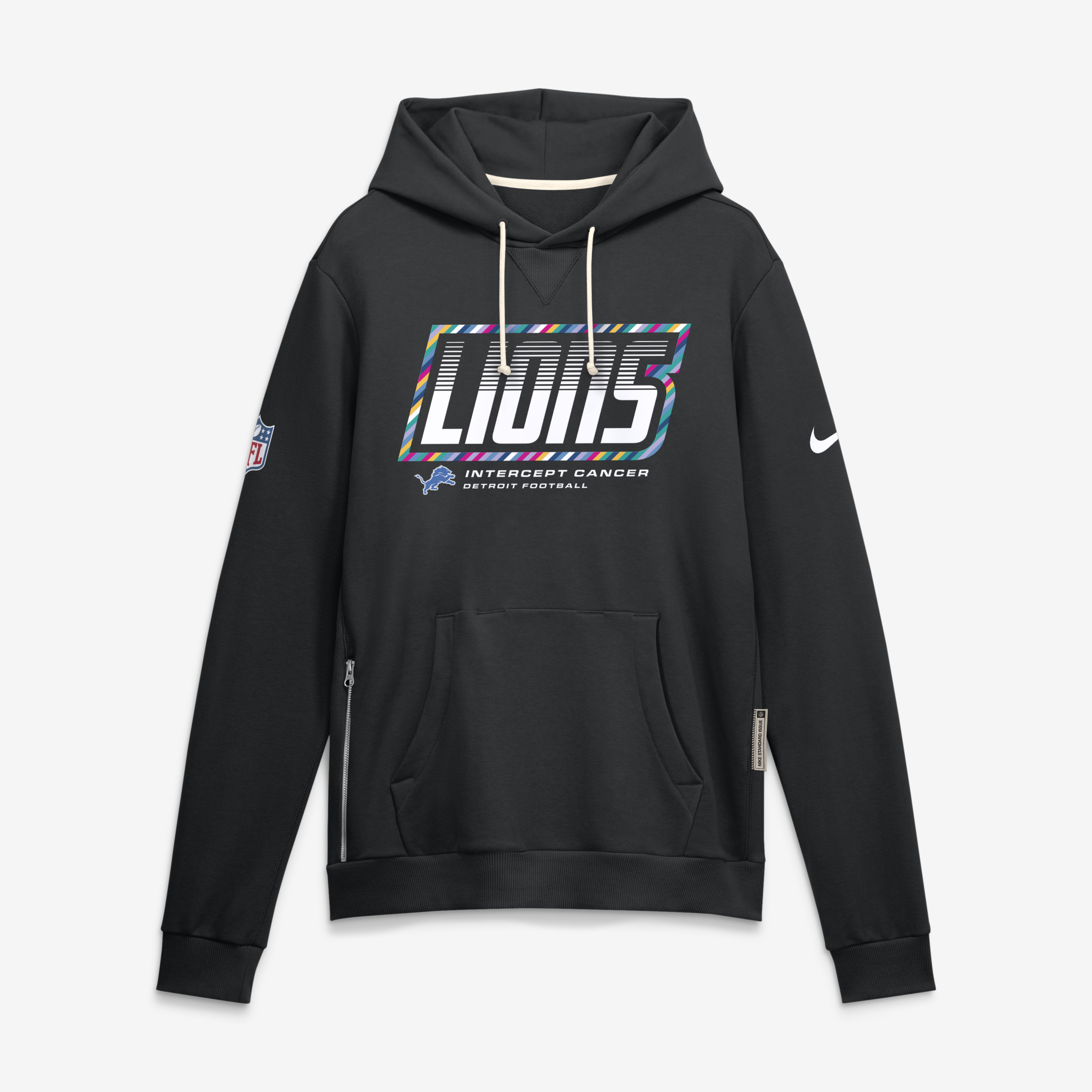 Men's Nike Black Detroit Lions 2026 NFL Crucial Catch Big & Tall Sideline Standard Issue Dri-FIT Pullover Hoodie