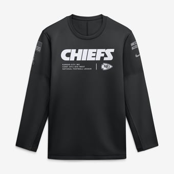 Men's Nike  Black Kansas City Chiefs 2026 Salute to Service Sideline Coaches Crewneck Therma-FIT Sweatshirt