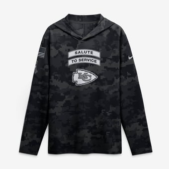 Men's Nike  Black Kansas City Chiefs 2026 Salute to Service Sideline Lightweight Hooded Dri-FIT Long Sleeve Top