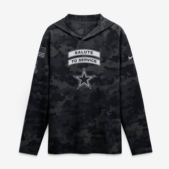 Men's Nike  Black Dallas Cowboys 2026 Salute to Service Sideline Lightweight Hooded Dri-FIT Long Sleeve Top