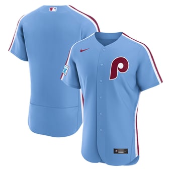 Men's Nike Light Blue Philadelphia Phillies Alternate Sponsor Patch Authentic Jersey