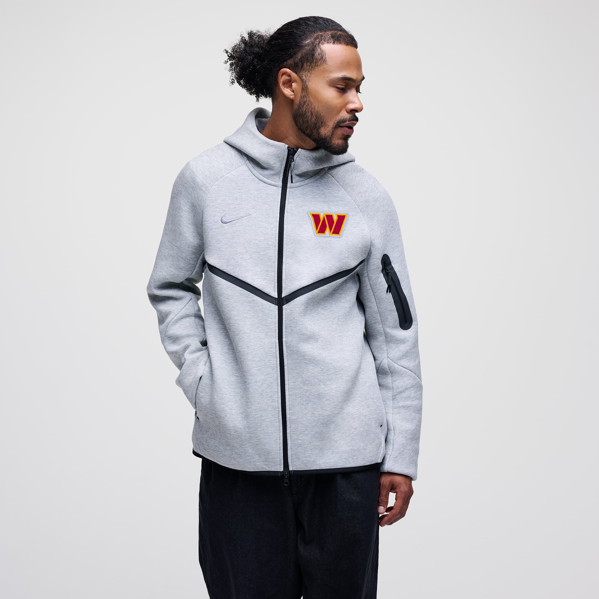 Men's Nike Heather Gray Washington Commanders Tech Fleece Raglan Full-Zip Windrunner Hoodie