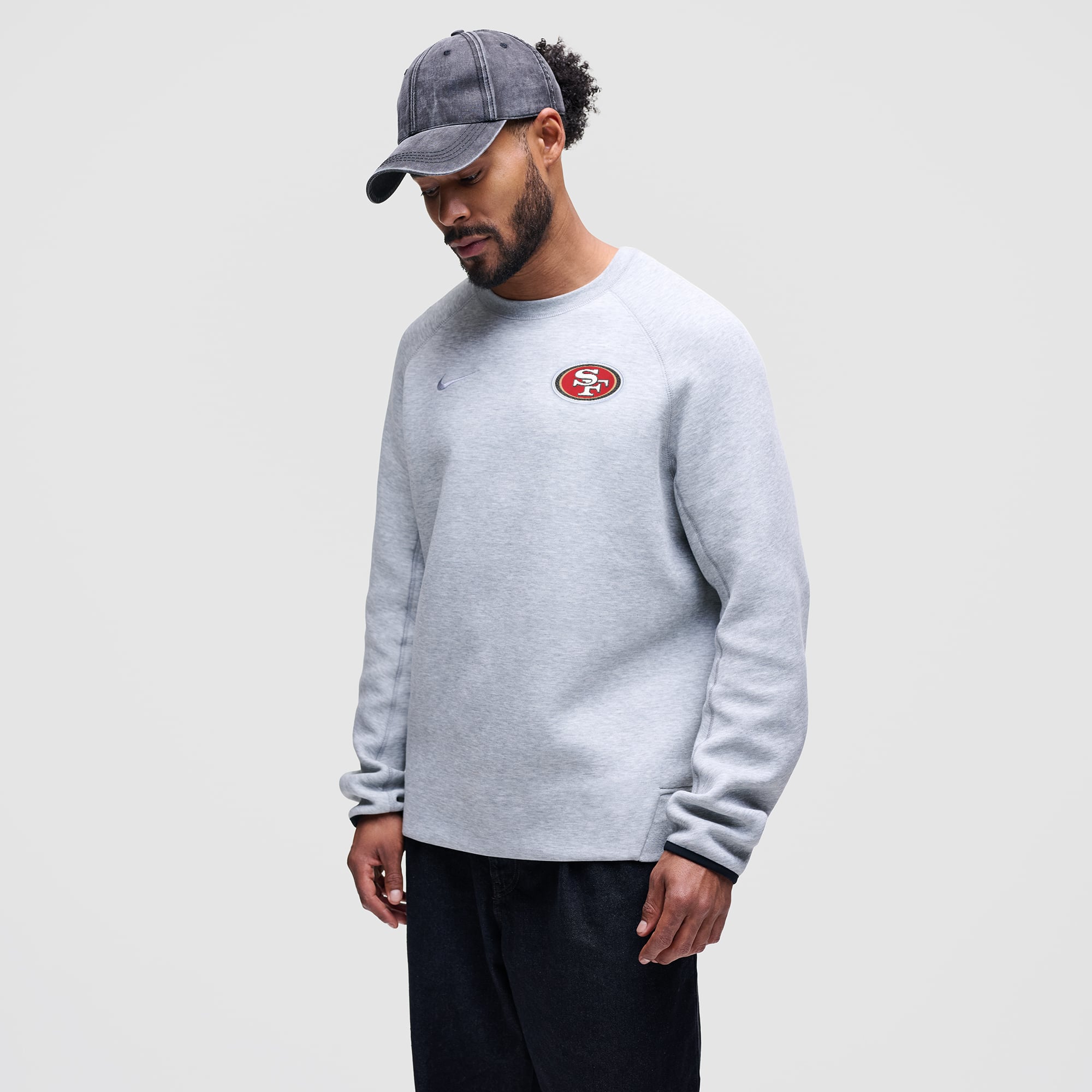 Men's Nike Heather Gray San Francisco 49ers Tech Fleece Raglan Sweatshirt