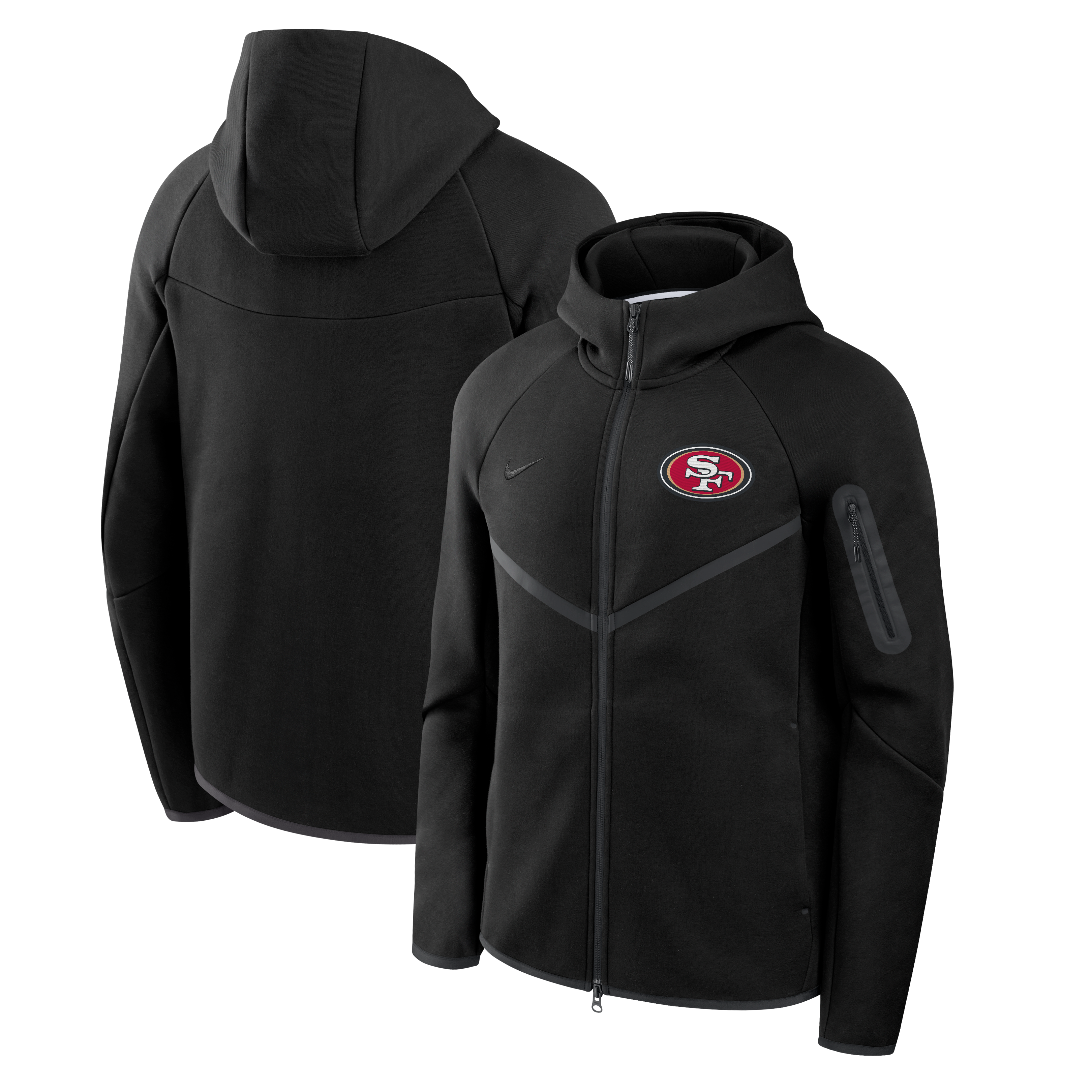 Men's Nike Black San Francisco 49ers Tech Fleece Raglan Full-Zip Windrunner Hoodie