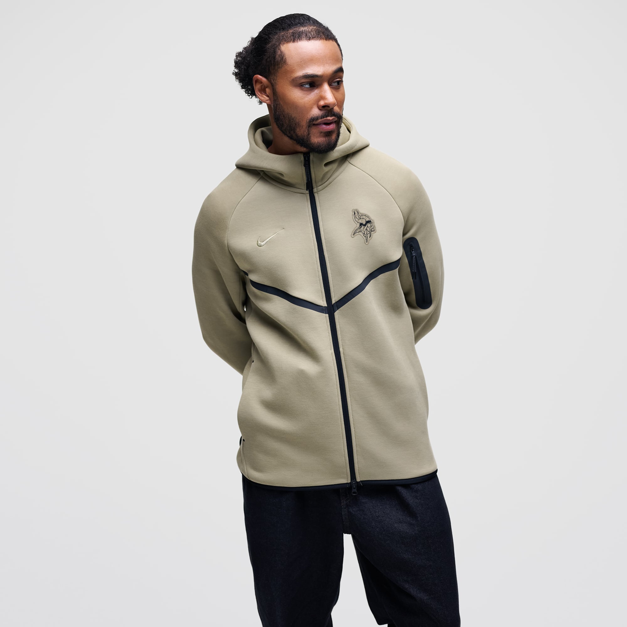 Men's Nike Olive Minnesota Vikings Tech Fleece Raglan Full-Zip Windrunner Hoodie