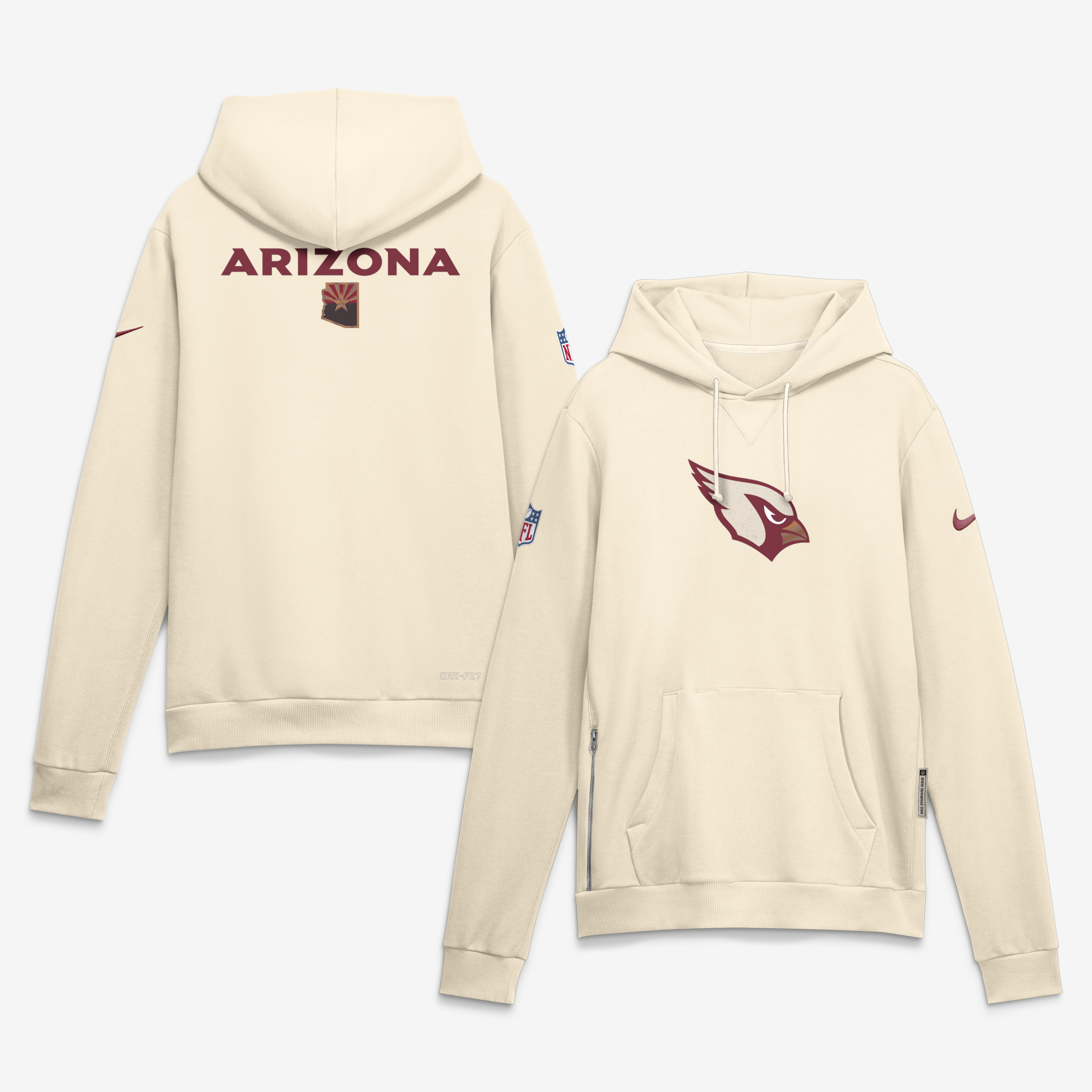 Men's Nike Natural Arizona Cardinals Rivalries Collection Standard Issue Sideline Pullover Hoodie
