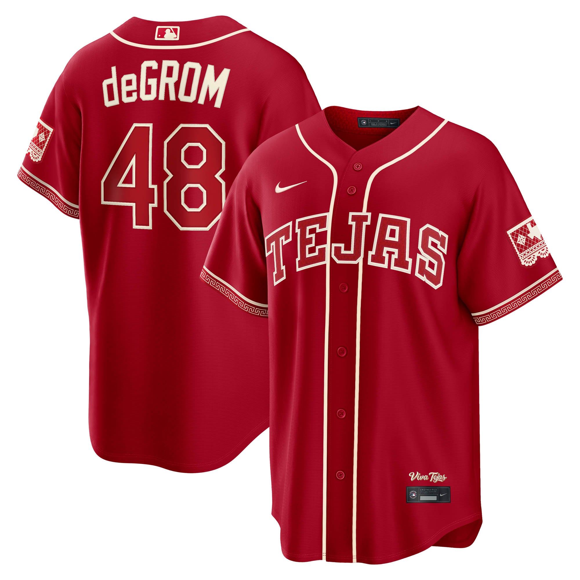 Men's Nike Jacob deGrom Red Texas Rangers 2026 City Connect Stadium Jersey
