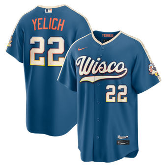 Men's Nike Christian Yelich Mineral Blue Milwaukee Brewers 2026 City Connect Stadium Jersey